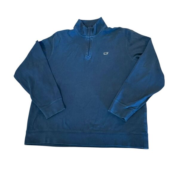 Vineyard Vines Navy Blue Half Zip Pullover Sweater Mock Neck Mens Size Large - Picture 1 of 6